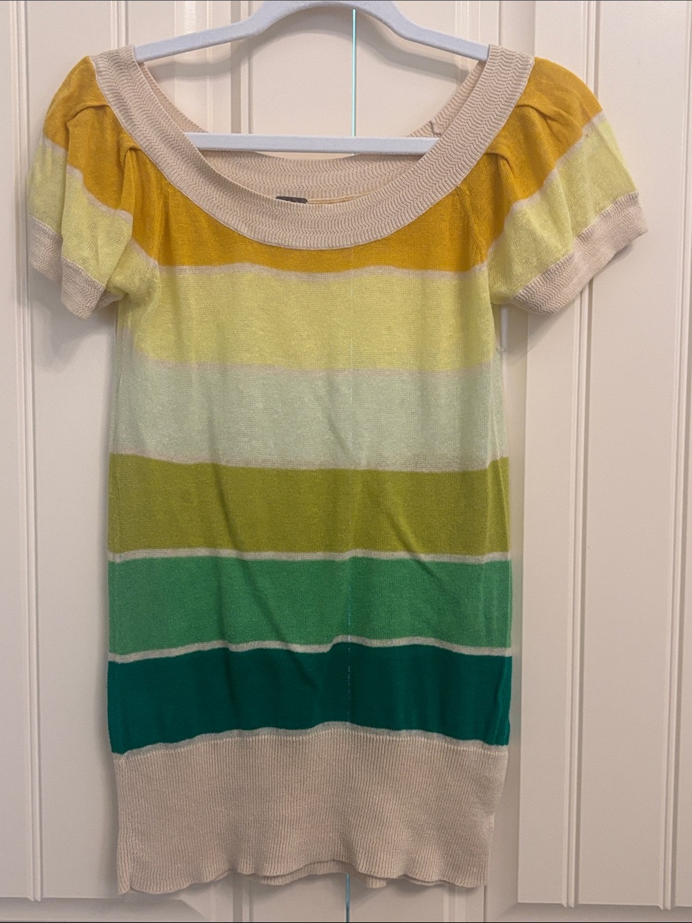 Free People Sunny Yellow & Cream Striped Knit Top